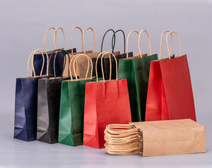 Sacs en papier kraft écologiques imprimés sur mesure avec poignées pour l'emballage de vente au détail - Product Image 1