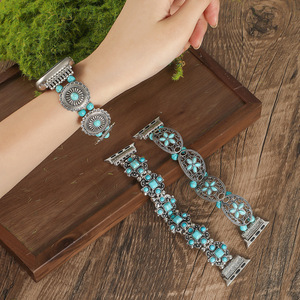 Correa de Reloj Inteligente Estilo Western con Conchos Plateados Vintage <span class=keywords><strong>y</strong></span> Turquesa para <span class=keywords><strong>Apple</strong></span> <span class=keywords><strong>Watch</strong></span> - Product Image 2