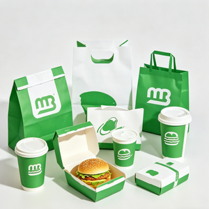 Boîtes à emporter en papier biodégradable pour hamburgers, poulet frit, frites et biscuits, emballage anti-fuite - Product Image 5