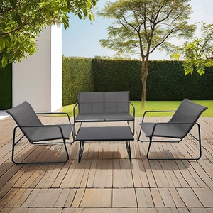 Ensemble de canapés de jardin 4 pièces en acier bon marché pour patio de jardin Mobilier d'extérieur pour jardin en acier avec siège en tissu et écharpe de conception simple - Product Image 1