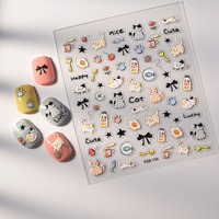 Autocollants pour ongles 5D en relief motif chiot de dessin animé et fleur, adhésifs, pour nail art DIY, vente en gros, directement de l'usine TSZS
