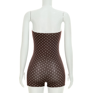 Viviblook D26RP192 Mono Sexy sin Mangas para Mujer, Estampado de Puntos, Color Contrastante, sin Tirantes, de una Pieza - Product Image 4