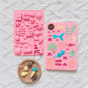 Molde de Silicona con Múltiples Formas de Playa Veraniega <span class=keywords><strong>para</strong></span> Manualidades con Resina, Fabricación de Jabón de Chocolate, Molde de Caramelos de Chocolate <span class=keywords><strong>para</strong></span> Decoración de Pasteles - Product Image 3