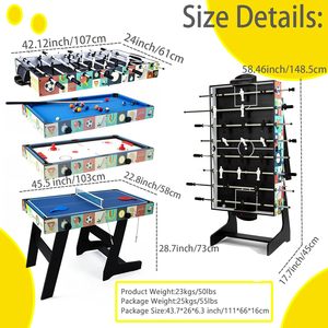 Mesa de Juegos Multifuncional 4 en 1 con Superficie Reversible, Mesa de Hockey de Aire, Futbolín, Futbol y <span class=keywords><strong>Billar</strong></span>, con Almacenamiento, para Entretenimiento en el Hogar - Product Image 3