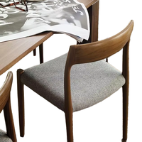 Fauteuil en bois élégant et minimaliste, style Mid-Century Modern, chaise de célibataire, structure en bois massif, assise commerciale pour restaurant 4 personnes