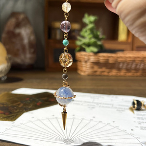 Péndulo <span class=keywords><strong>de</strong></span> Cianita Natural en Esfera, Cristal Curativo, Adivinación, Magia, Brujería, Reiki, Reloj para Metafísica, Regalos - Product Image 4