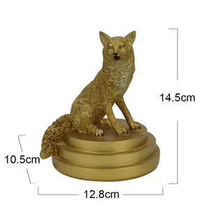 Estatua de Animal de lobo sentado dorado personalizada, adorno de resina con Base Circular para decoración del hogar o ornamentación de la casa del jardín - Product Image 5