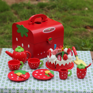 <strong>Wooden</strong> Strawberry <strong>Cakes</strong> <strong>Toys</strong> Children's Cutting Kitchen <strong>Toy</strong> Games Set - Product Image 4
