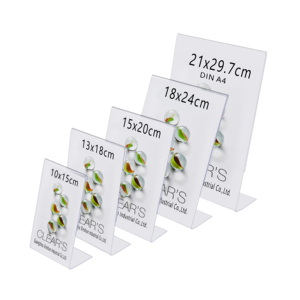 Support de signalisation en acrylique/polystyrène transparent haute définition, support de signalisation vertical en forme de L, cadre de menu, présentoir pour affichage - Product Image 1