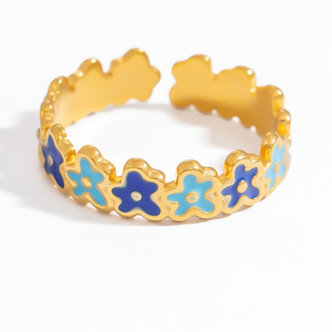 Flower <b>Snake</b> Design Stainless Steel <b>Rings</b> 18k <b>Gold</b> Plated Adjustable For Women Party Jewelry - Product Image 5