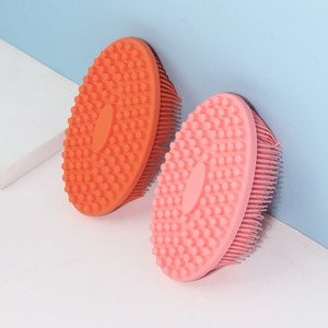 Brosse de bain en silicone de forme ovale rose, orange, rouge, pour masser le dos et le nettoyer, pour adultes et enfants - Product Image 3
