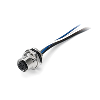 Conector Hembra M12 de 5 Pines para Montaje en Panel, con Cable Pigtail, Tuerca Hexagonal Cromada, Junta Tórica y Inserto Numerado de 5 Hilos para Uso Industrial OEM