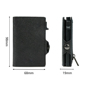 2024 New Luxury Blue Saffiano Leather Business ID <b>Card</b> Case Portacarte Pelle Slim Pop up Credit <b>Card</b> <b>Holder</b> <b>Wallet</b> With Buckle - Product Image 3