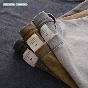 เสื้อยืดแขนสั้นไซส์ใหญ่ผู้ชายสไตล์วินเทจ ย้อมสีแบบพิเศษ เสื้อยืดวินเทจย้อมสีแบบแว็กซ์ เสื้อผ้าวินเทจ เสื้อยืดเนื้อหนา - Product Image 3