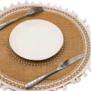 Sous-verres et sets de table tissés écologiques, sous-verres ronds en jute de style nordique pour boissons - Product Image 3