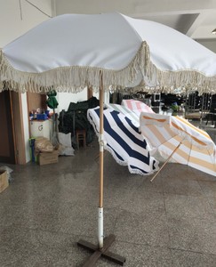 Toldo de lona de lujo Premium para playa, sombrilla portátil con marco de aluminio, con borlas - Product Image 2