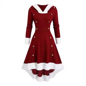 Vestido de Navidad Bohemio Vintage Ecológico para Mujer, 100% Lino, Manga Larga, Maxi, con Capucha, Cordones, Corte Irregular en A, Lavable - Product Image 2