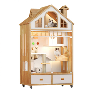 Villa Móvil <span class=keywords><strong>para</strong></span> Gatos con Temática Animal, Centro de Actividades <span class=keywords><strong>para</strong></span> Gatos con <span class=keywords><strong>Ruedas</strong></span>, Poste Rascador de Sisal, <span class=keywords><strong>Cama</strong></span> y Plataforma <span class=keywords><strong>para</strong></span> Sala de Estar - Product Image 2