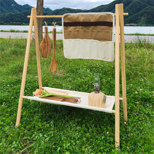 High Quality Kitchen <b>Cutlery</b> Triangle Hanging Bar Outdoor Picnic <b>Storage</b> Shelf Wooden Display Rack - Product Image 3