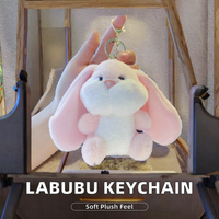 Porte-clés en peluche lapin mignon style doodle, jouets poupées de dessin animé, breloques de sac, breloques kawaii pour sacs d'école de couple, jouets animaux en peluche