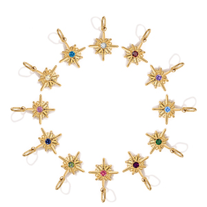 Collana con Ciondolo HB563 in Acciaio Inox di Alta Qualità, Otto Punte con Pietra Portafortuna dei 12 Mesi, Accessorio di Gioielleria alla Moda - Product Image 1