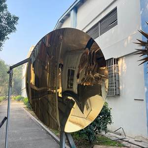 Réplique de miroir concave de grande taille en acier inoxydable moderne Kapoor - Décoration extérieure, art urbain, miroir ciel or argent, sculpture en métal - Product Image 6