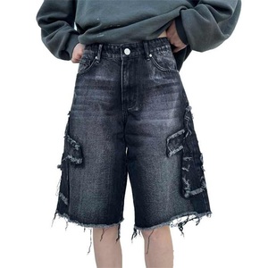 กางเกงยีนส์ขายาวสำหรับผู้ชายกางเกงขาสั้นผ้ายีนส์แต่งขอบหยักแบบวินเทจปักลายสำหรับ Y2k - Product Image 2