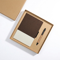 Liège | Feuilles de thé vert | Coffret de carnets A5 avec couverture en grains de café et stylo, idéal pour les cadeaux d'affaires