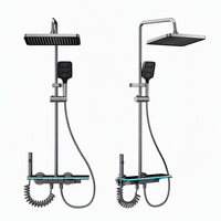 Kit de Douche Intelligent avec Affichage Numérique, Système Pluie et Spa, Mitigeur Anti-brûlure, Pommeau de Douche à Main Gris Anthracite, Ensemble de Douche Domestique