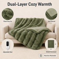 Selimut Lembut Berbahan Flanel Bulu Kelinci Imitasi Ukuran 50x60 Inci, Dua Lapis, Penghangat, 5 Pengaturan Panas, Mati Otomatis, Dapat Dicuci, Bersertifikasi FCC ETL