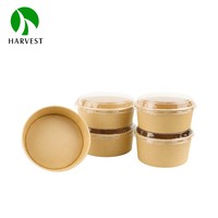 Tazones Redondos Desechables de Papel Kraft con Recubrimiento de PE de 24oz y 32oz, Ecológicos, Serie Harvest KR, Modernos
