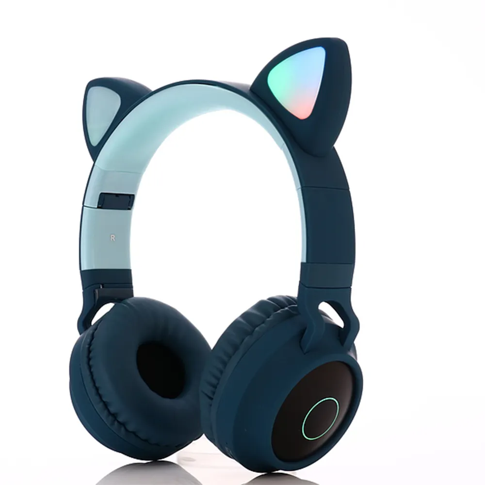 New Arrival Gifts LED Glowing Foldable Cat Ear Headphones BT 5.0 with Mic Headphones for Men Women Girls Kids