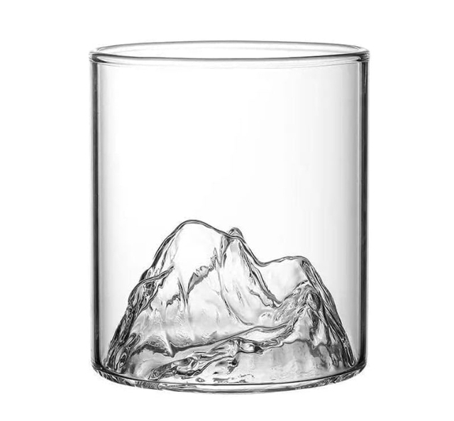 Custom Hot Selling Hand Blown High Borosilicate clear Glass Tea Cup 3d Mountain Shaped Glass Cup
