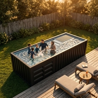 Piscine Conteneurisée - 20ft/40ft en Fibre de Verre - Amusement Familial en Jardin - Montage Rapide et Portable