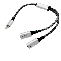 Cable Divisor en Y USB C Macho a Doble USB C Hembra, 0.3m 1m 2m, Cable Trenzado de Audio OTG para Laptop, Teléfono, Auto, Adaptador USB C