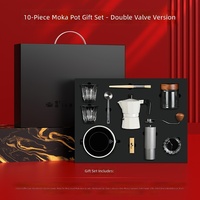 Coffret Cadeau Café Wisteria 10 Pièces avec Moulin à Café Manuel et Kit de Préparation – Luxe Minimaliste Noir et Or, Idéal pour les Cadeaux d'Entreprise et les Fêtes