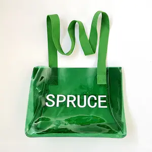 Color Transparent Diagonal Pvc Tote Bag Shoulder Shopping Bag Soft Plastic Three Dimensional Handbag Pvc Sewing Bag