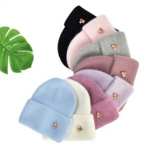 New Style Winter Knitted Cuff <b>Beanie</b> Fashion Custom Wool Blend <b>Beanie</b> <b>Hat</b> Leather Patch Label Custom <b>Hat</b> <b>Beanie</b> - Product Image 1