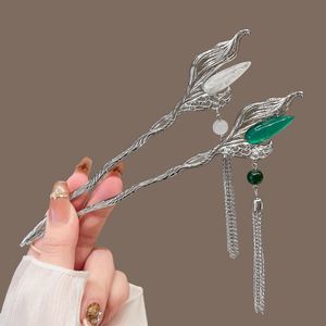 Horquilla de Pelo Estilo Chino para Mujer, Horquilla Vintage con Borlas de Flores, Exquisita Horquilla con Perlas Florales Transparentes, Joyería y Accesorios para el Cabello - Product Image 1