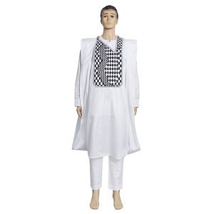 H & D Ensemble Complet <span class=keywords><strong>Agbada</strong></span> <span class=keywords><strong>Homme</strong></span> Style Africain 3 Pièces Bleu à Manches Larges Brodé - Product Image 2