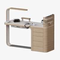 Table de manucure de salon avec présentoir à vernis à ongles, bureau à ongles en bois avec aspirateur de poussière et ventilateur pour table à ongles