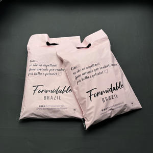 Bolsas de Envío de Poliéster Rosa Claro Mate Personalizadas - Bolsas con Asa Troquelada con Diseño de Huella de Pata e Impresión Personalizada - Product Image 4