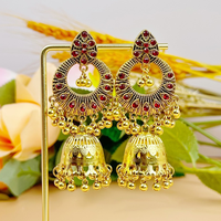 Boucles d'oreilles pendantes pour femmes, style bohème rétro, en alliage de zinc plaqué argent, avec cristaux sertis clos et pampilles cloche, bijoux cadeau