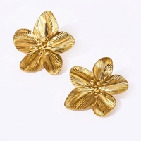 Anting Tusuk Baja Anti Karat Lapis Emas Berkualitas Tinggi, Tekstur Bunga Besar Vintage, Fashion Modern, Hadiah Pernikahan Wanita, Perhiasan