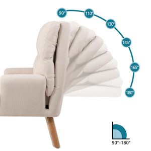 Sillón Individual de Tela con Función de <span class=keywords><strong>Cama</strong></span>, <span class=keywords><strong>Respaldo</strong></span> Ajustable, Convertible en Sofá <span class=keywords><strong>Cama</strong></span>, Sillón de Descanso con Reposapiés Otomano - Product Image 4