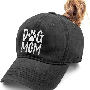Gorra de Béisbol Ajustable de Algodón Puro Personalizada para Mamá de Perro, Estilo Vintage, de Mezclilla, con Cola de Caballo Bordada, Color Gris - Product Image 2