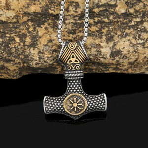yunnique Thor's Hammer Pendant Stainless Steel Necklace For Men Viking Rune Design Gift Jewelry - Product Image 2