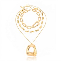Ensemble de colliers superposés avec pendentif géométrique carré en fausses perles, chaîne multi-brins, bijoux pour femmes, vente en gros