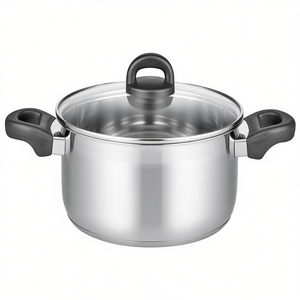 Olla para carne de turmalina de 3.0L de acero inoxidable con tapa de vidrio para cocinar - Product Image 2