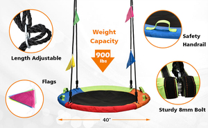 Columpio de jardín ZOSHINE con cuerdas de múltiples hilos, columpio volador tipo platillo colorido y seguro para árboles, muebles de exterior para patio. - Product Image 2